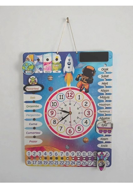 Gezegen Temalı Çocuk Odası Duvar Saati - (Gerçek Saatli Duvar Takvimi) modelleri