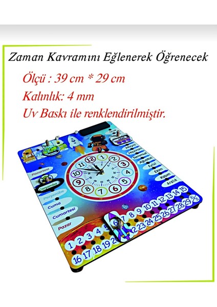 Gezegen Temalı Çocuk Odası Duvar Saati - (Gerçek Saatli Duvar Takvimi) fırsatları