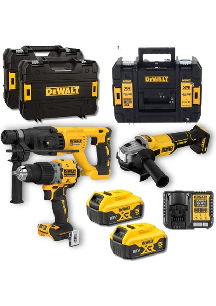 DCD805 + DCH133 + DCG407 3’lü Set (2X5AH Xr Akü, Şarj Cihazı, Tstak Çantalı) Profesyonel Set