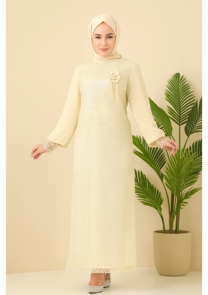 Şifon Pul Payetli Tesettür Abiye