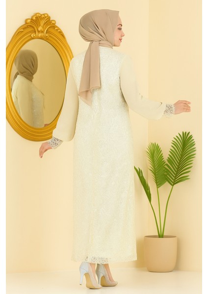 Şifon Pul Payetli Tesettür Abiye fiyatları