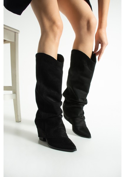 Lisa Kadın Süet Körüklü Kovboy Çizme