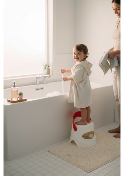 Katlanır Çocuk Oturma ve Tırmanma Taburesi - Plastik Kaydırmaz Çocuk Sandalyesi 45 kg Kırmızı fiyatları