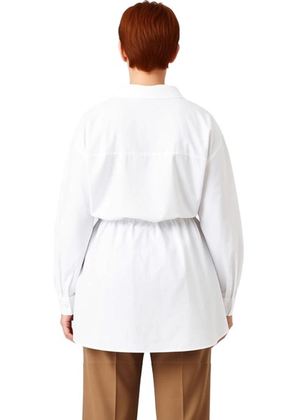 Kadın Dokuma Kumaş Büzgü Detaylı Uzun Kollu Gömlek Büyük Beden Ilkbahar Sonbahar Kombinleri fiyatları