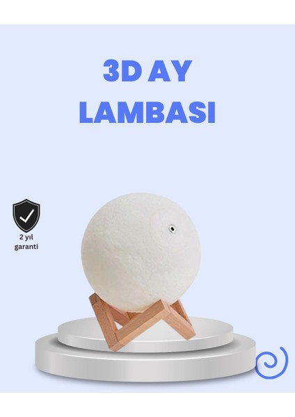 Buğz Rgb Modlu 16 Renkli Ay Gece Lambası 3D Baskı ve Uzaktan Kumanda Özellikli