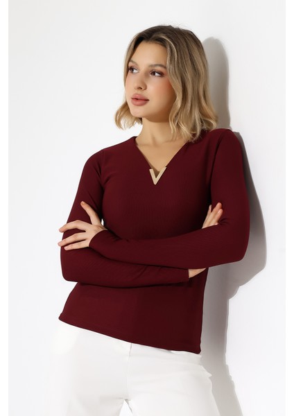 Gold Aksesuarlı Uzun Kollu Şık Bluz fırsatları