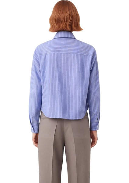 Kadın Çizgili Dokuma Gömlek Asimetrik Yaka Detayıyla Fark Yaratan Bir Tasarım Fonksiyonel Şık fiyatları