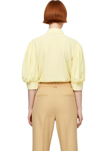 Kadın Balon Kol Düz Gömlek Klasik Yaka Rahat Kesim Gündelik Şıklık Yazlık Kombinler Modern Görünüm fiyatları