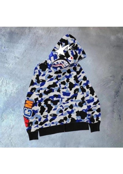 Çocuk Bape Pubg Tam Fermuarlı Kapuşonlu Hırka