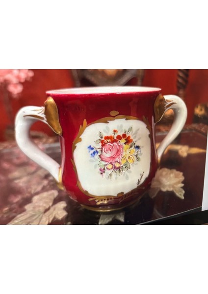 Limoges El Boyama Küçük Vazo 9,5 cm Boyunda 14,5 cm Genişliğinde fırsatları