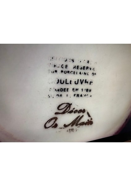 Limoges El Boyama Küçük Vazo 9,5 cm Boyunda 14,5 cm Genişliğinde