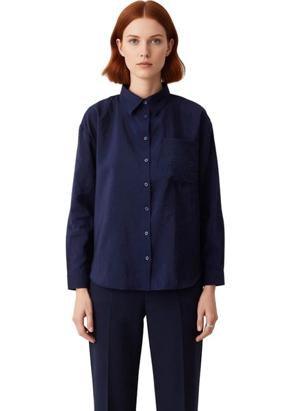 Kadın Dokulu Nakış Detaylı Uzun Kollu Regular Fit Gömlek Modern ve Konforlu Tasarım Günlük fırsatları