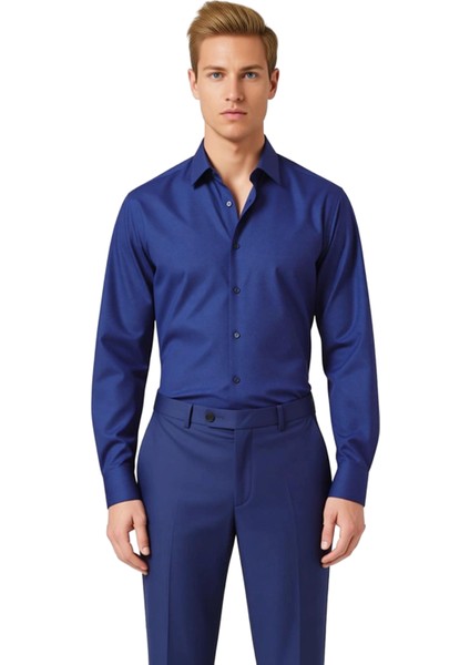 Erkeklerin Günlük ve Özel Anlarda Tercih Edebileceği Mikro Desenli Uzun Kollu Dar Kesim Gömlek fiyatları