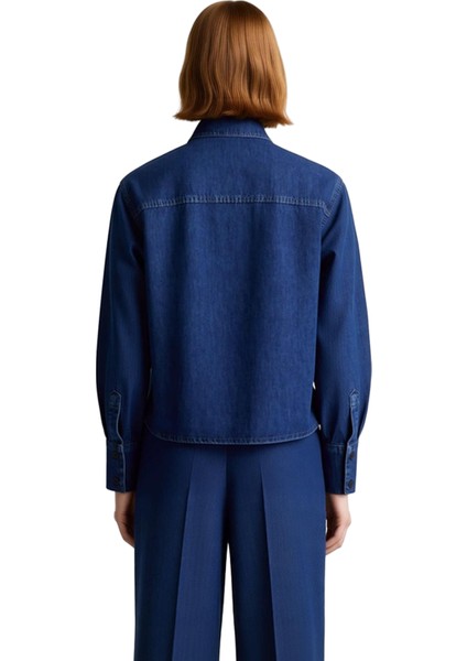 Kadın Denim Gömlek Fırfır Detaylı Uzun Kol Fonksiyonel Dayanıklı Kaliteli Konforlu Estetik modelleri