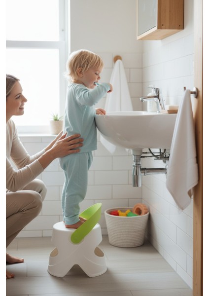 Katlanır Çocuk Oturma ve Tırmanma Taburesi - Plastik Kaydırmaz Çocuk Sandalyesi 45 kg Yeşil modelleri