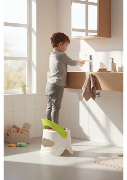 Katlanır Çocuk Oturma ve Tırmanma Taburesi - Plastik Kaydırmaz Çocuk Sandalyesi 45 kg Yeşil fırsatları