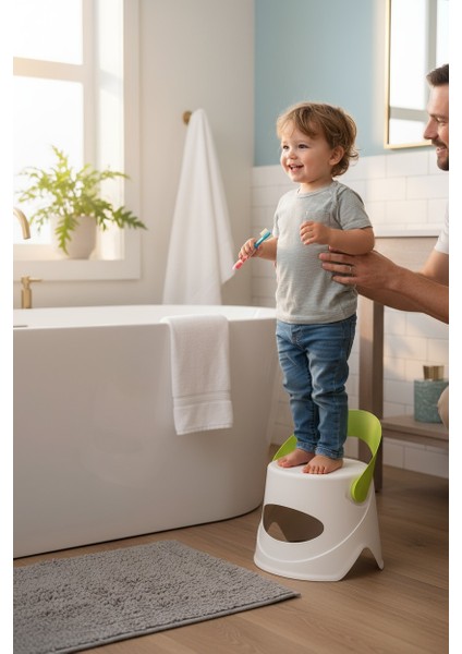 Katlanır Çocuk Oturma ve Tırmanma Taburesi - Plastik Kaydırmaz Çocuk Sandalyesi 45 kg Yeşil indirimleri