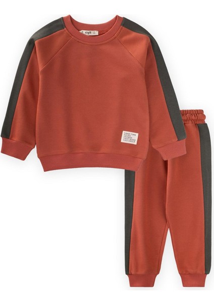 Garnili Sweatshirt Takım 2-8 Yaş Kiremit