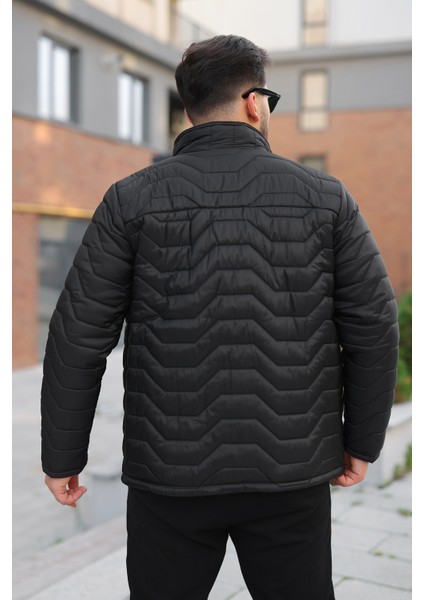 Erkek Kışlık Fermuarlı Günlük Kapitone Siyah Şişme Mont fırsatları