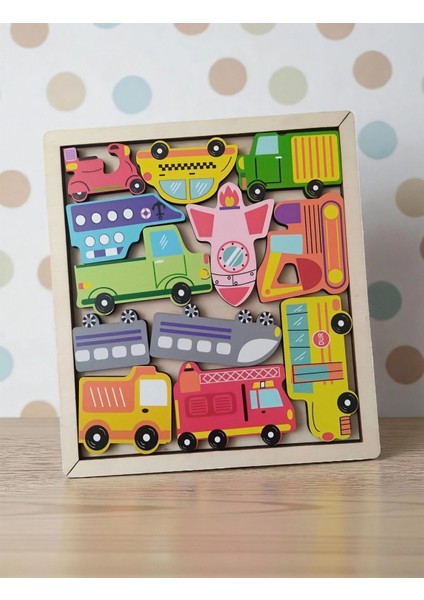 Araçlar Renkli Puzzle Ahşap Oyuncak