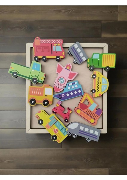 Araçlar Renkli Puzzle Ahşap Oyuncak modelleri