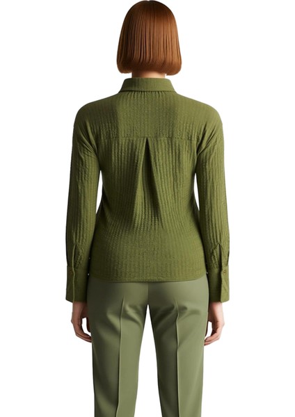 Erkek Dokulu Örme Kumaş Regular Fit Gömlek Yaka Uzun Kollu Esnek Yapılı Günlük Gömlek Şık Görünüm fiyatları