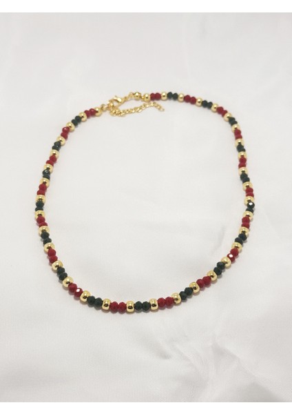 Kırmızı ve Yeşil Kristal Boncuk Kolye modelleri