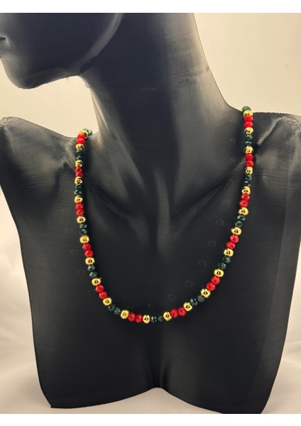 Kırmızı ve Yeşil Kristal Boncuk Kolye