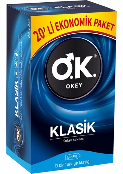 Okey Klasik Ekonomik Prezervatif 20'li