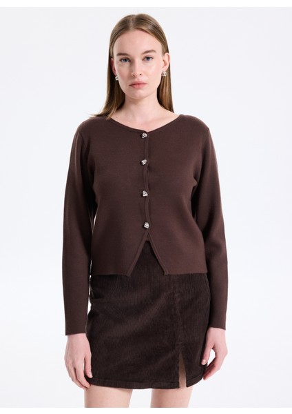 Koyu Kahve Kadın Hırka Onlscarlett Ls Button Cardıgan Knt