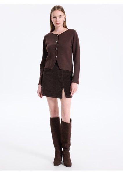 Koyu Kahve Kadın Hırka Onlscarlett Ls Button Cardıgan Knt fiyatları