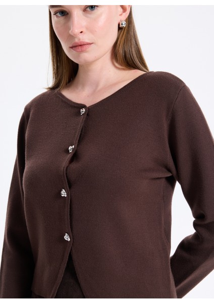 Koyu Kahve Kadın Hırka Onlscarlett Ls Button Cardıgan Knt fırsatları