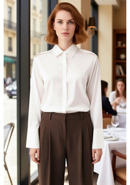 Kadın Apoletli Saten Gömlek Fonksiyonel Dayanıklı Kaliteli Konforlu Estetik Premium Modern modelleri