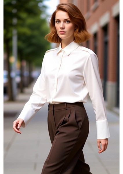 Kadın Apoletli Saten Gömlek Fonksiyonel Dayanıklı Kaliteli Konforlu Estetik Premium Modern indirimleri