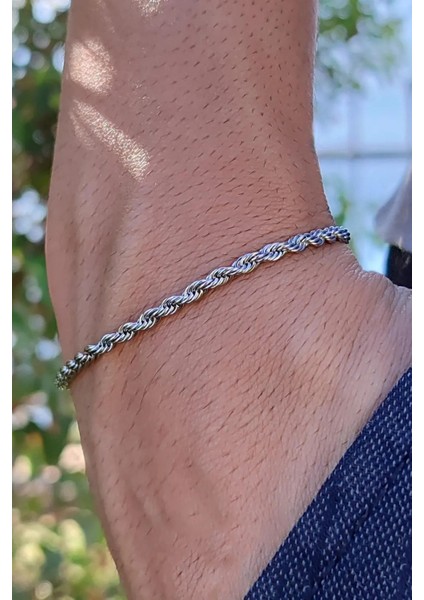 Halat Burgulu Erkek Paslanmaz Çelik Bileklik Künye Sevgiliye Hediye NCK15-2 fırsatları