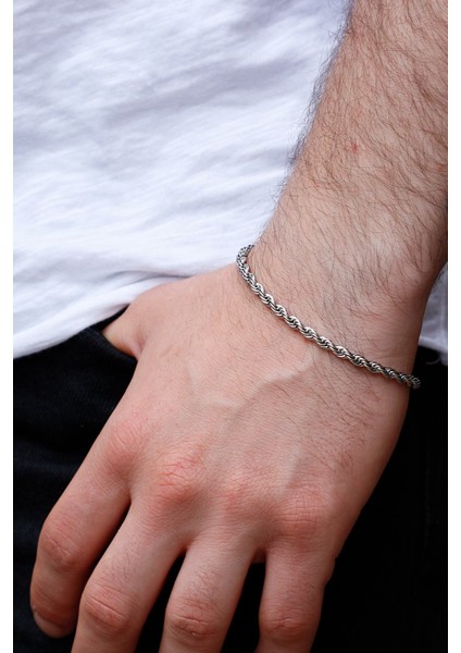 Halat Burgulu Erkek Paslanmaz Çelik Bileklik Künye Sevgiliye Hediye NCK15-2 indirimleri