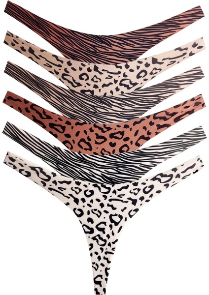 Basic Desenli Lazer Kesim Kadın Tanga Külot 6'lı Paket modelleri