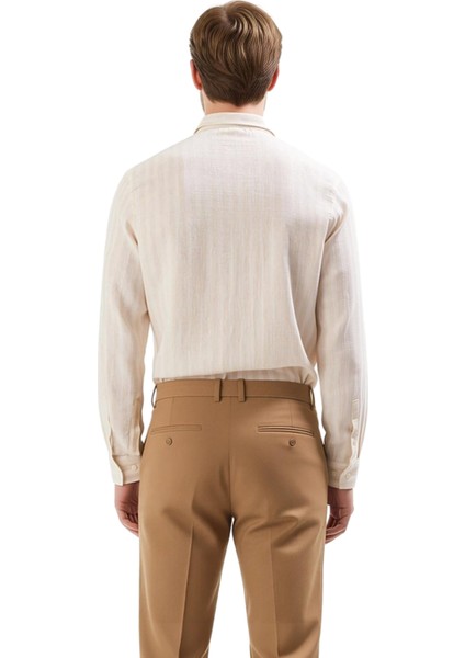 Erkek Konforlu Regular Fit Çizgili Müslin Pamuk Viskon Keten Gömlek Modeli Fonksiyonel Şık modelleri