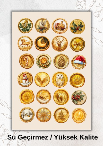 Sarı Mühür Yılbaşı Temalı Sticker Ajanda Bullet Journal YRM035