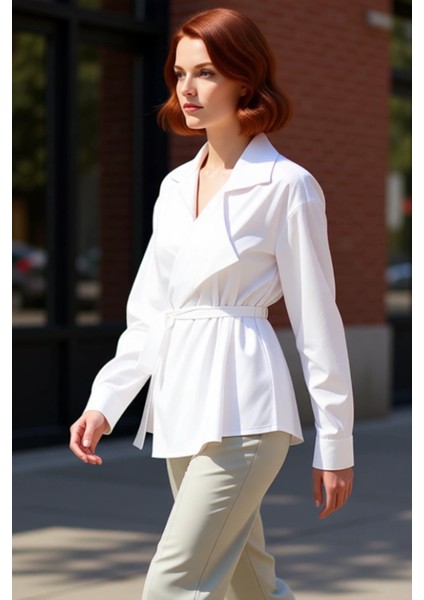 Kadın Kuşaklı Gömlek Fonksiyonel Dayanıklı Kaliteli Konforlu Estetik Premium Modern Günlük indirimleri