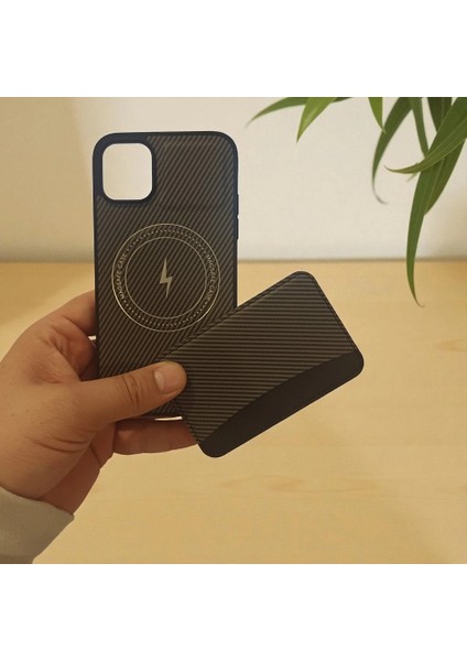iPhone 11 Uyumlu Rona Magcarbon Fiber Doku Manyetik Kılıf + Kartlık Cüzdan fiyatları