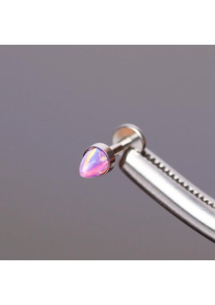 Yüksek Kalite G23 Titanium Titanyum / Mor Opal Spayk 6mm x 1.2mm Labret Piercing