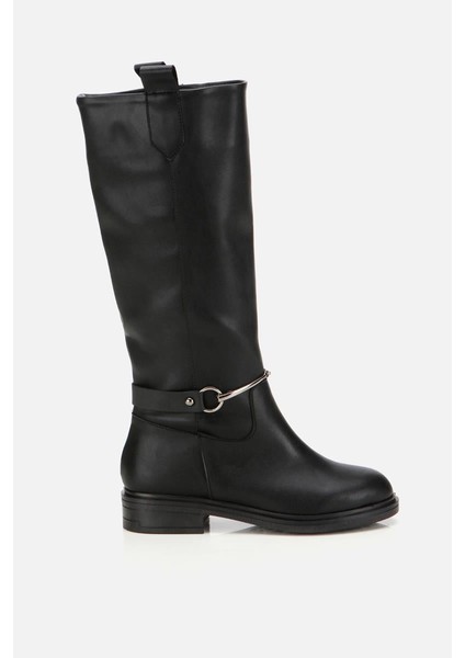 Kadın Siyah Zincir Detaylı Çizme