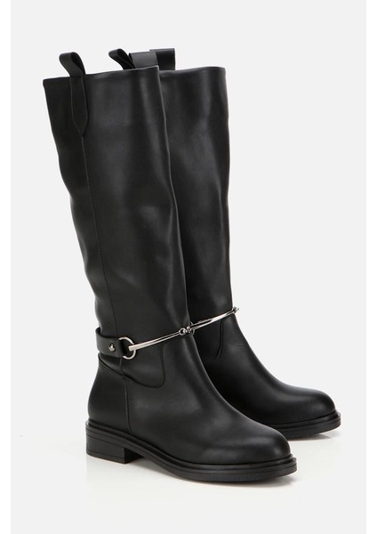 Kadın Siyah Zincir Detaylı Çizme fiyatları