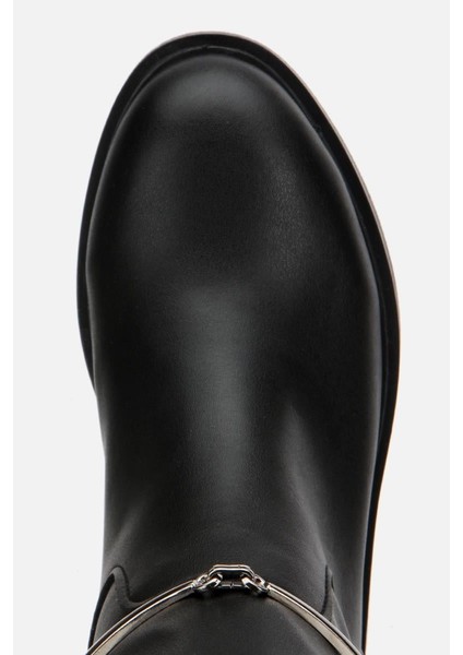 Kadın Siyah Zincir Detaylı Çizme