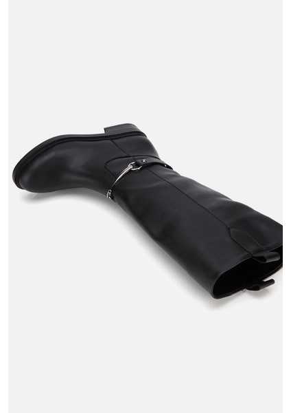 Kadın Siyah Zincir Detaylı Çizme