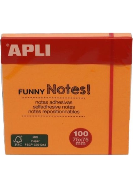 Apli Yapışkanlı Not Kağıdı Turuncu Funny 100 Yp 75X75 11900 fiyatları