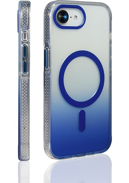 iPhone 16E Kılıf M-Safe Şarj Özellikli Transparan Renk Geçişli Zore Toros Kapak - Rose Pembe