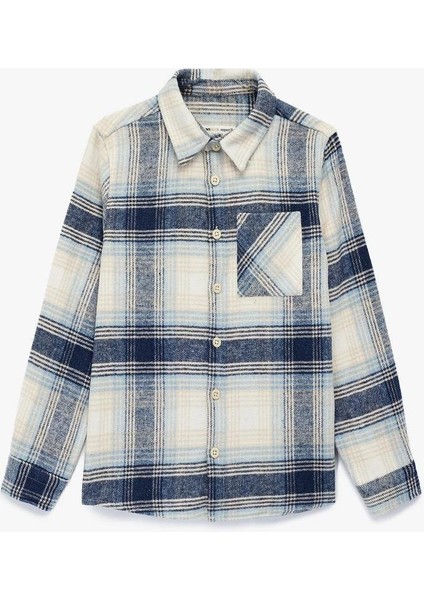Erkek Çocuk Uzun Kollu Cep Detaylı Ekoseli Oduncu Gömlek