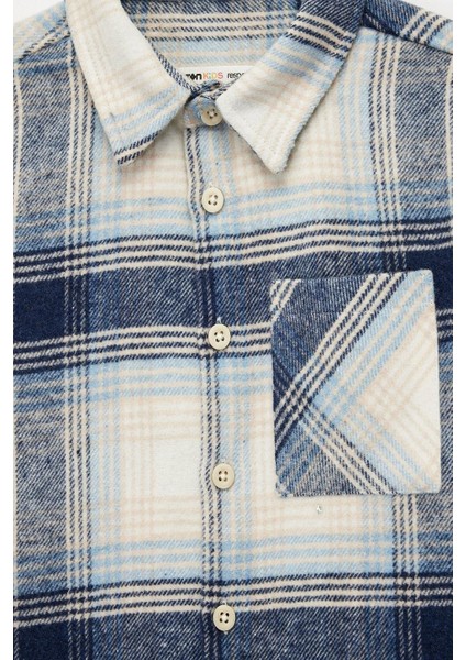 Erkek Çocuk Uzun Kollu Cep Detaylı Ekoseli Oduncu Gömlek modelleri